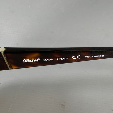 PERSOL Brown Tortoiseshell Acetate Metal Polarized Aviator Sunglasses
