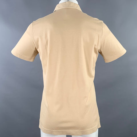 PAL ZILERI Size M Beige White Blue Contrast Trim Short Sleeve Polo