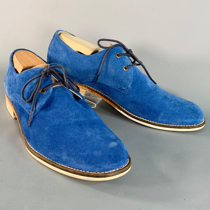 JOHN FLUEVOG Size 11 Blue Tan Suede Derby Lace-Up Shoes