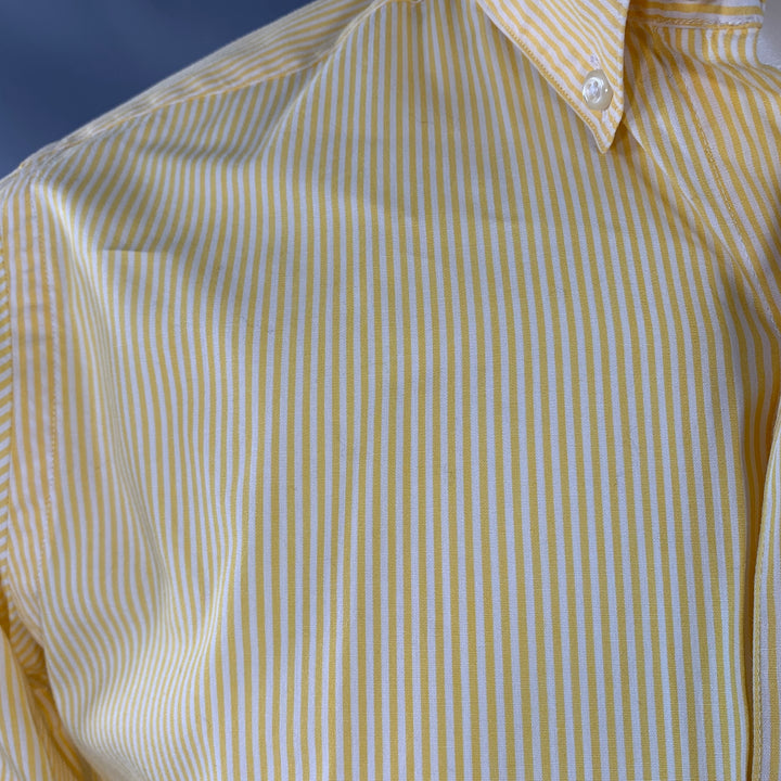 STEVEN ALAN Size S Yellow White Stripe Cotton Button Down Collar Long Sleeve Shirt