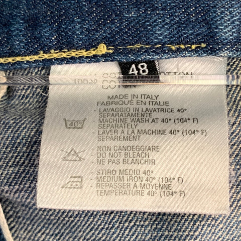 GUCCI Size 32 Blue Cotton Wide Leg Straight Selvedge Jeans