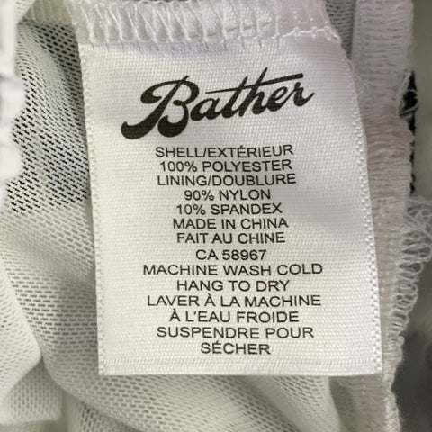 BATHER Taille S Maillot de bain en mélange de nylon avec cordon de serrage Rayures noir, marine et blanc