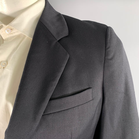 EMPORIO ARMANI Size 42 Black Pinstripe Wool Notch Lapel Sport Coat