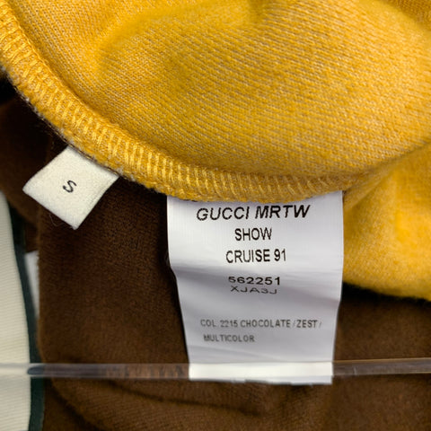 GUCCI Size S Yellow Brown Color Block Velvet Balloon Casual Pants