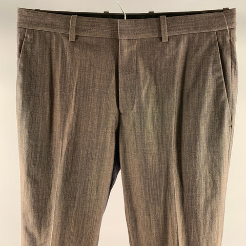 THEORY Size 31 Brown Black Heather Wool Blend Dress Pants