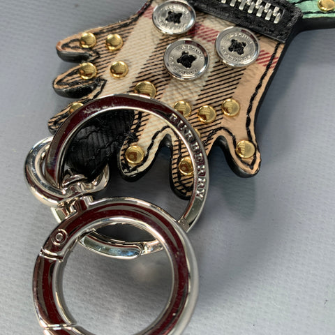 BURBERRY Multi-Color Plaid Leather Metal Bag Charm Bags