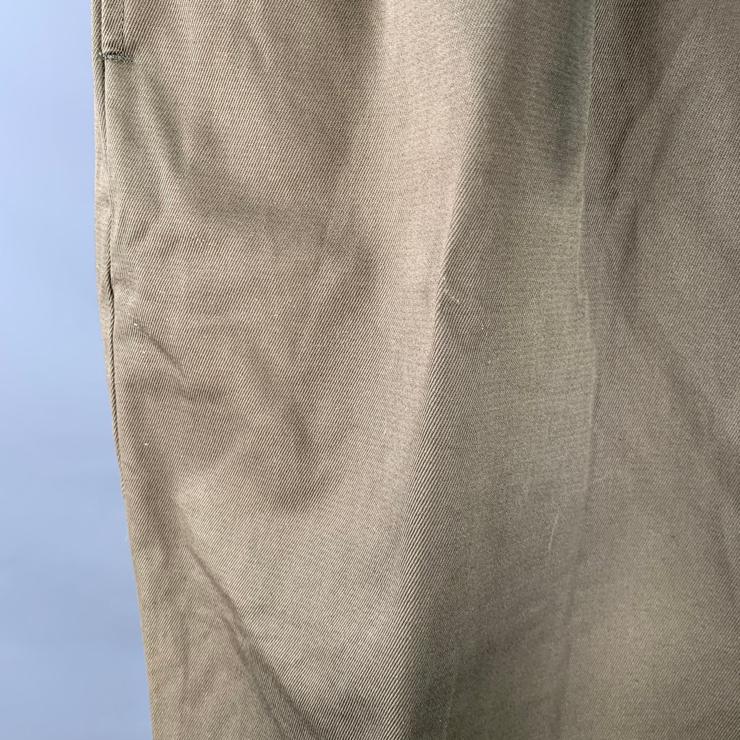 VISVIM Size L Hakama Chino Olive Cotton Pleated Belted Dress Pants