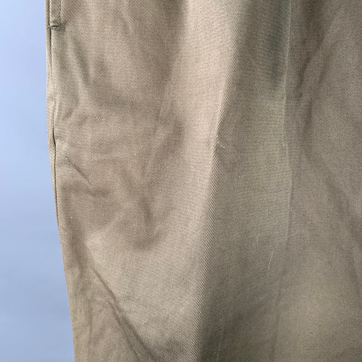 VISVIM Size L Hakama Chino Olive Cotton Pleated Belted Dress Pants