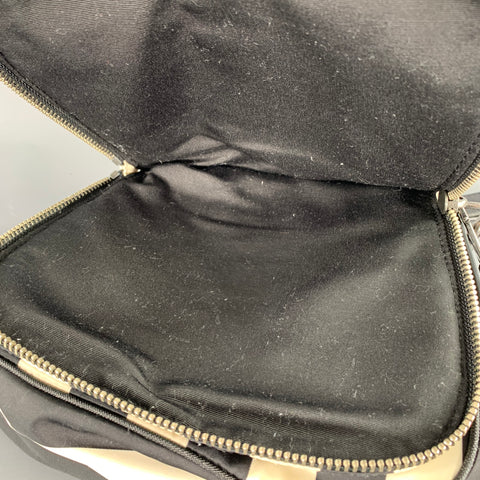 MARC JACOBS Trooper Nomad Black Cream Stripe Nylon Leather Cross Body Handbag
