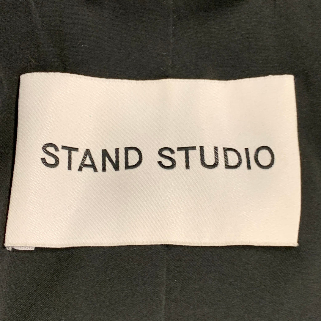 STAND STUDIO Size S Dorothea Black Faux Leather Quilted Snaps Coat
