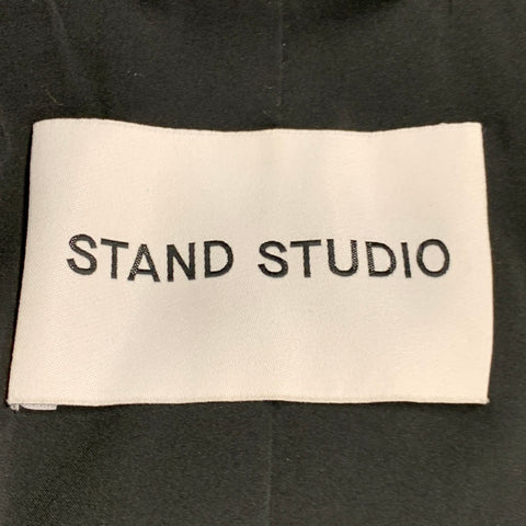 STAND STUDIO Size S Dorothea Black Faux Leather Quilted Snaps Coat