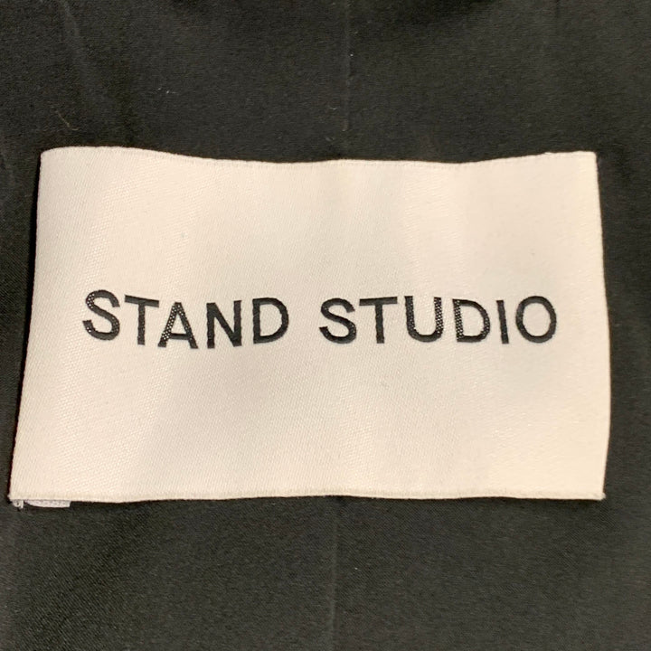 STAND STUDIO Size S Dorothea Black Faux Leather Quilted Snaps Coat