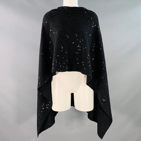 NEIMAN MARCUS Black Sequin Knit Cashmere Scarf Shawl