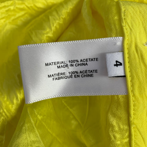 PROENZA SCHOULER Size L Neon Yellow Wrinkled Acetate Hidden Placket Long Sleeve Shirt