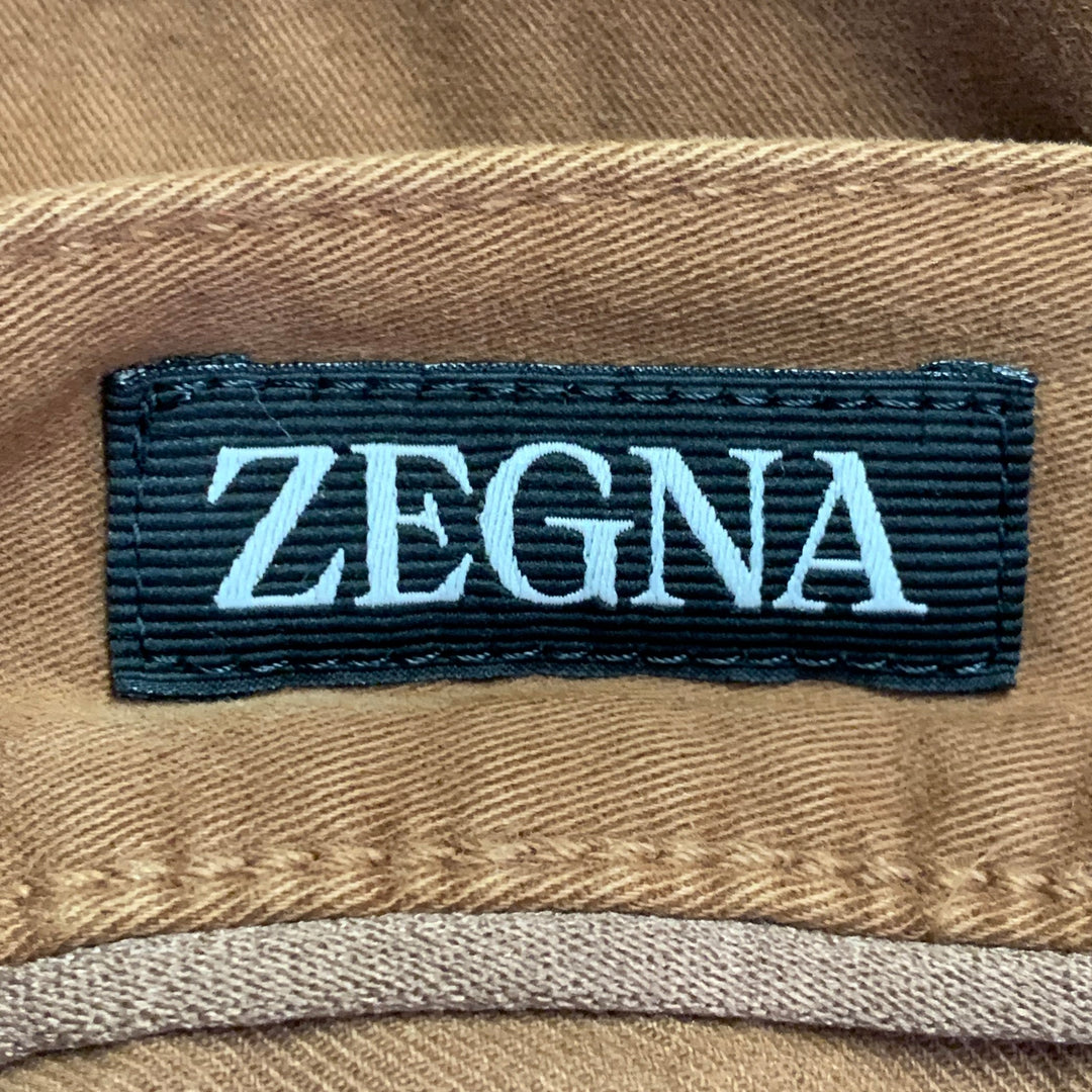 ERMENEGILDO ZEGNA Size 30 Brown Cotton Blend Slim Fit Jean Cut Casual Pants