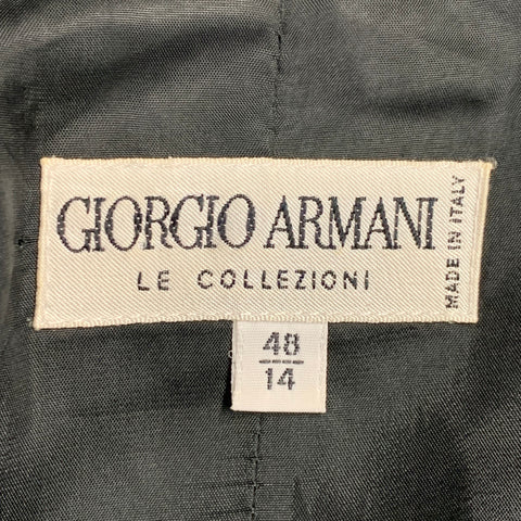 GIORGIO ARMANI Size 14 Black Wool Single Breasted Jacket Blazer