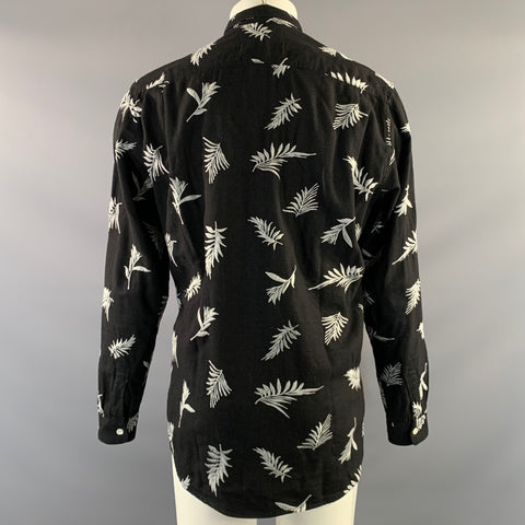 OUR LEGACY AW2014 Size 40 Black Grey Leaves Cotton & Wool Button Up Long Sleeve Shirt
