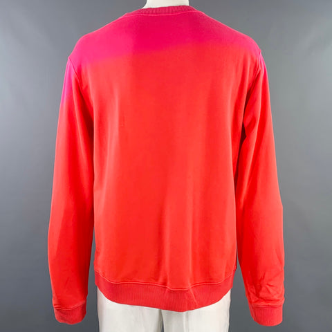 RAF SIMONS Size XL Pink Orange Ombre Cotton Crew Neck Sweatshirt