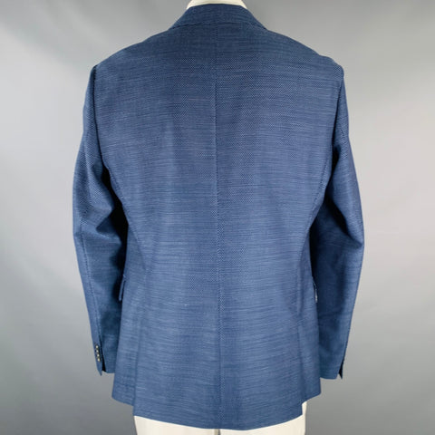 BOSS by HUGO BOSS Size 46 Navy Blue Nailhead Virgin Wool Sport Coat