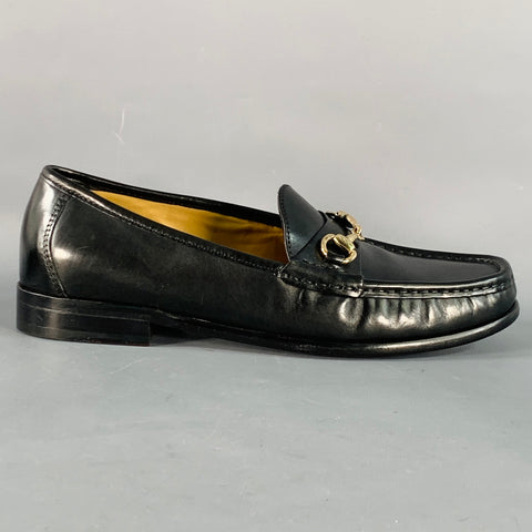 COLE HAAN Vintage Size 7 Ascot II Black Gold Leather Horsebit Loafer Flats