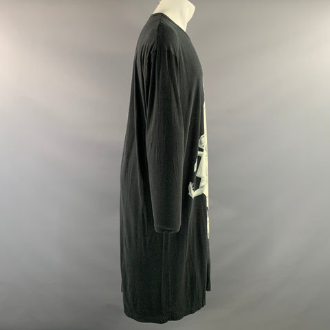 BLACK SCANDAL by YOHJI YAMAMOTO SS2020 Size M Grey Graphic Cotton & Rayon Tunic