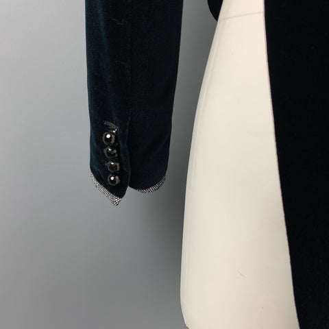 ROBERTO CAVALLI Size 6 Navy Cotton Velvet Notch Lapel Tails Blazer