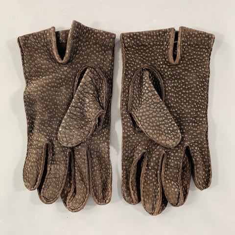 ERMENEGILDO ZEGNA Size L Brown Textured Suede Gloves