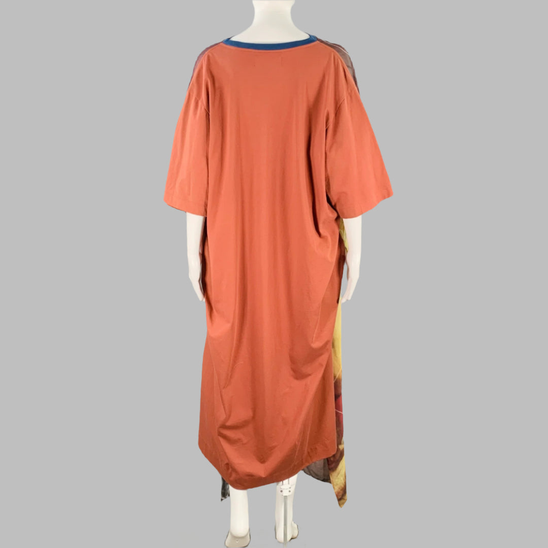VIVIENNE WESTWOOD Size S Kiss Swing Brown Yellow Viscose Oversized Sho – Sui Generis Designer Consignment VIVIENNE WESTWOOD Size S Kiss Swing Brown Yellow Viscose Oversized Sho – Sui Generis Designer Consignment