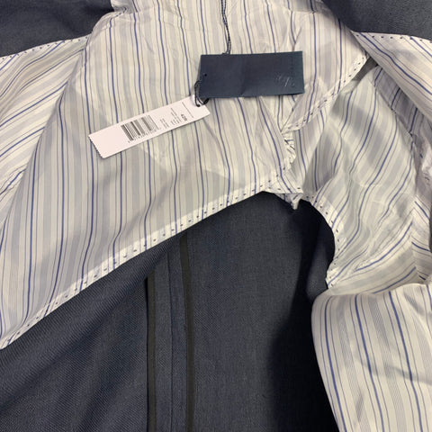 ELIE TAHARI Size 42 Redford Navy Hemp Linen Notch Lapel Jacket