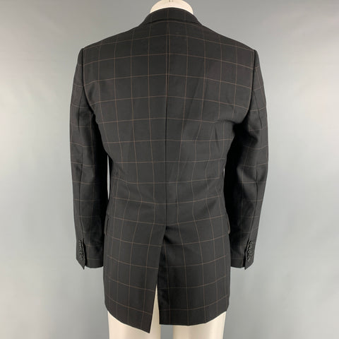 PAUL SMITH Size 40 Black Brown Window Pane Wool Cashmere Sport Coat