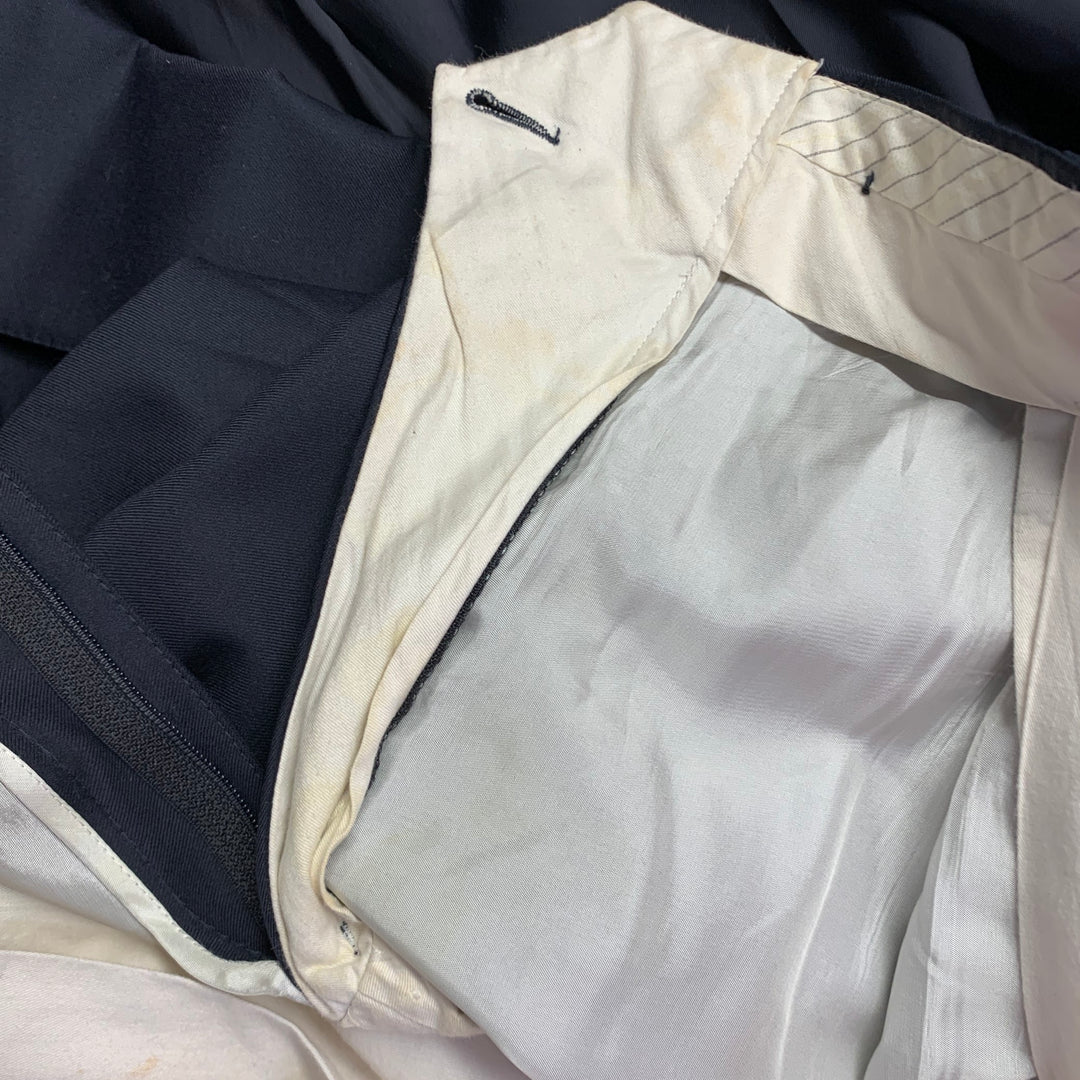 ERMENEGILDO ZEGNA Size 46 Regular Navy Twill Wool Notch Lapel Suit
