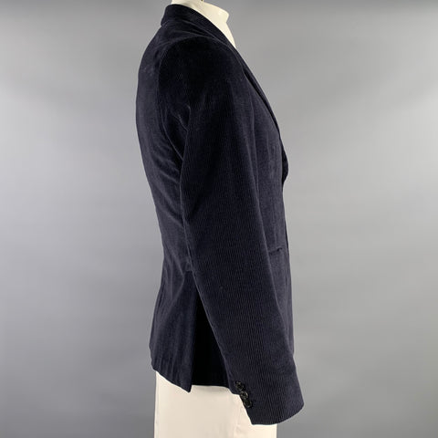 PAUL SMITH Chest Size 42 Navy Corduroy Cashmere cotton Notch Lapel Sport Coat