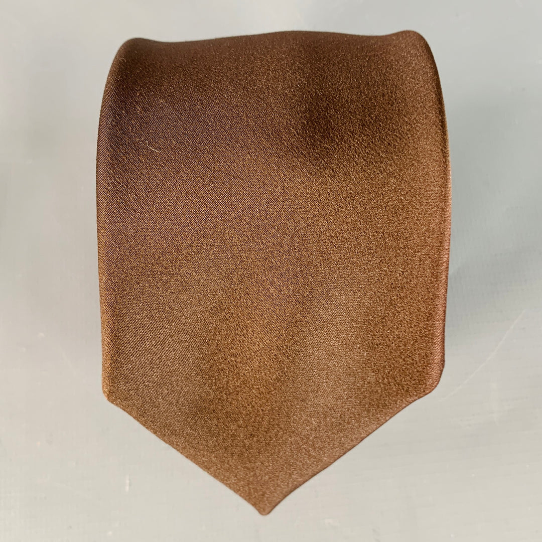 GUCCI Vintage Brown Satin Silk Skinny Tie