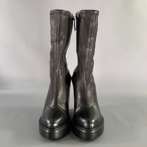 GIVENCHY Size 9 Black Leather Lamb Leather Zip Up Boots