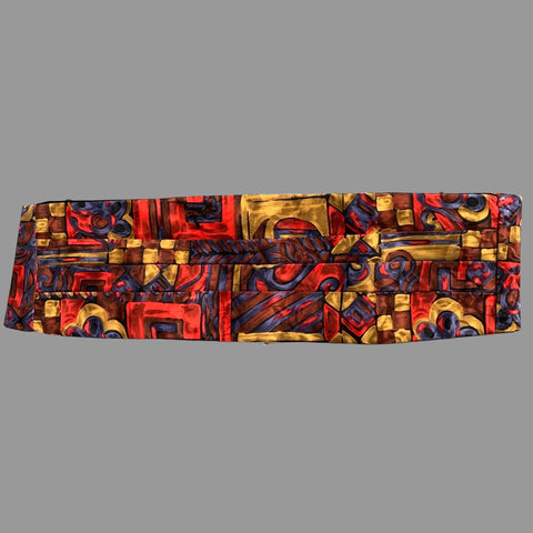 MOLLY RODGERS Red Multi Color Abstract Silk Cummerbund