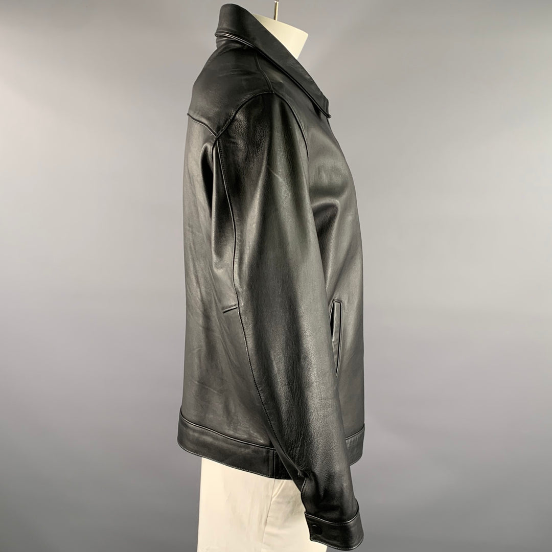 THURSDAY Chest Size XL Black Solid Lambskin Pointed Collar Jacket