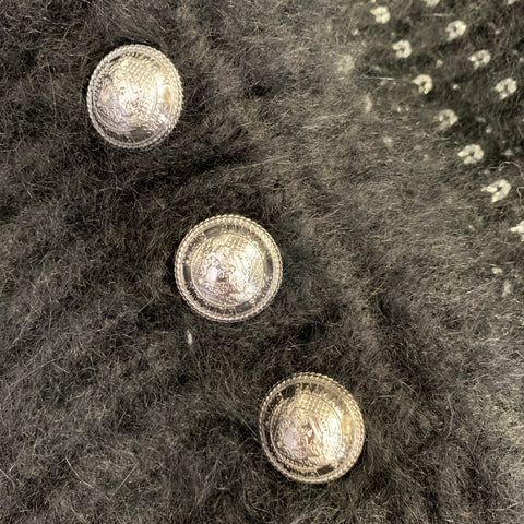 BALMAIN Size 6 Black Silver Angora Woven Pull On Sweater