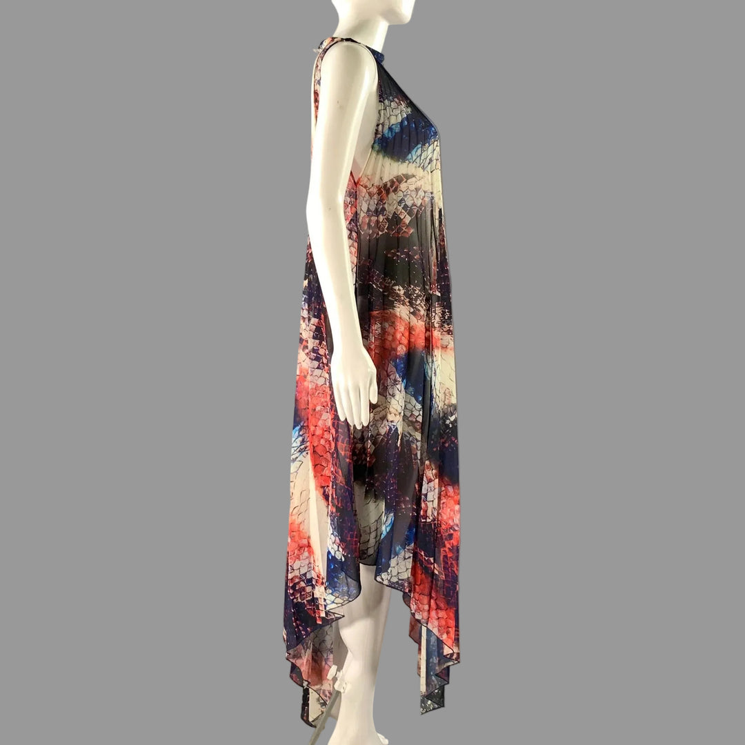LA PERLA Size 6 Multi-Color Polyester Pleated Halter Dress