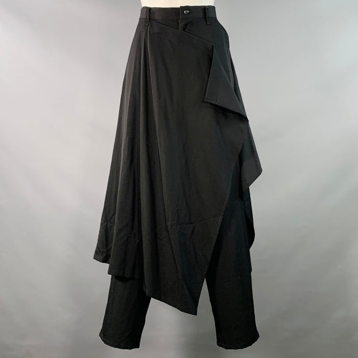 YOHJI YAMAMOTO Size S Black Wool Tapered Skirt Dress Pants