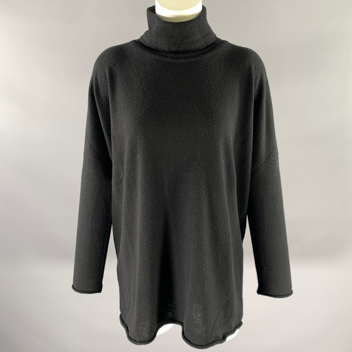 ESKANDAR Size M Black Cashmere Turtleneck Sweater