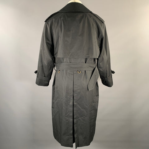 BURBERRYS Chest Size S Black Solid Cotton Blend Double Breasted Coat