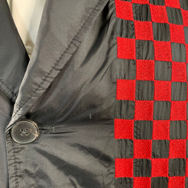 HAIDER ACKERMANN Size M Black Red Checkered Notch Lapel Sport Coat