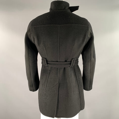 RICK OWENS Size 40 Black Textured Cashmere Wrap Coat