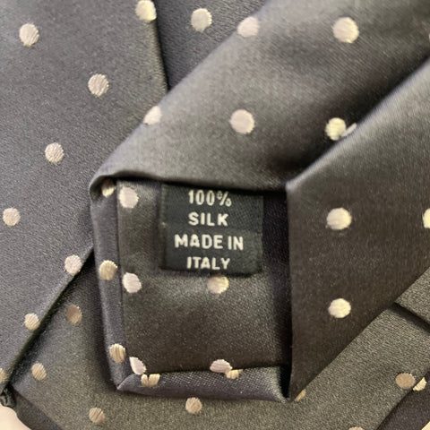 PRADA One Size Dark Blue Cream Polka Dot Silk Tie