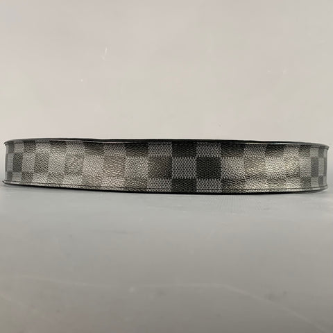LOUIS VUITTON Size 35 Grey Black Checkered Coated Canvas Belt