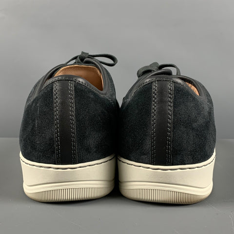 LANVIN Size 11 Charcoal Solid Suede Lace Up Sneakers