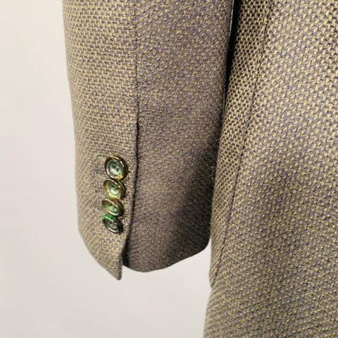 SARTORIO Size 44 Green Grey Woven Wool Notch Lapel Sport Coat