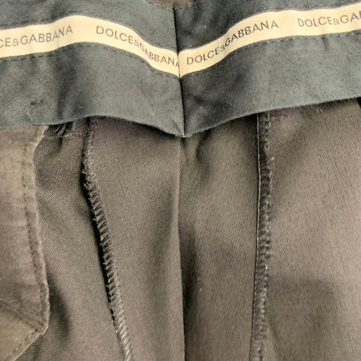 DOLCE & GABBANA Size 46 Black Virgin Wool Blend Notch Lapel Suit