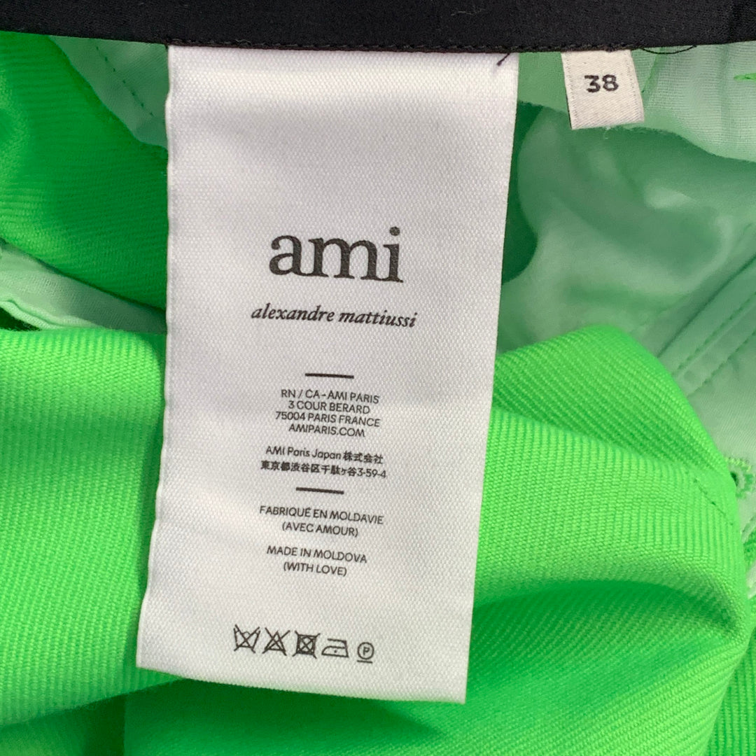 AMI by ALEXANDRE MATTIUSSI Size 36 Neon Green Wool Blend Twill Notch Lapel Suit