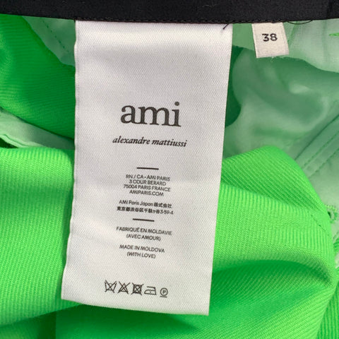 AMI by ALEXANDRE MATTIUSSI Size 36 Neon Green Wool Blend Twill Notch Lapel Suit